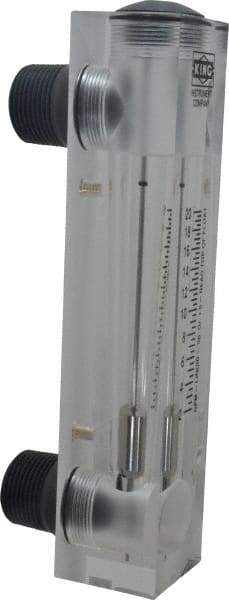 King - 1" M Port Block Style Panel Mount Flowmeter - 100 Max psi, 20 GPM, Acrylic - All Tool & Supply