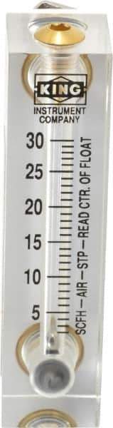 King - 1/4" FNPT Port Block Style, Panel Mount Flowmeter - 125 Max psi, 30 SCFH, Acrylic - All Tool & Supply