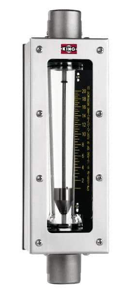 King - 1" FNPT Port Glass Tube/Stainless Case Flowmeter - 200 Max psi, 26.0 GPM, 304 Stainless Steel - All Tool & Supply