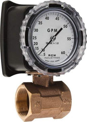 Made in USA - 1-1/2" NPT Port RCM Industries Flo-Gage Flowmeter - 180 Max psi, 5 to 60 GPM, Bronze - All Tool & Supply