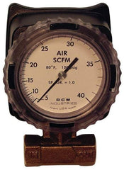 Made in USA - 1/2" NPT Port RCM Industries Flo-Gage Flowmeter - 180 Max psi, Bronze - All Tool & Supply