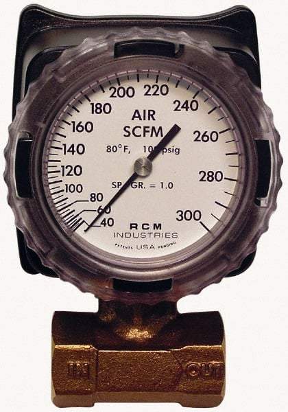 Made in USA - 1" NPT Port RCM Industries Flo-Gage Flowmeter - 180 Max psi, Bronze - All Tool & Supply