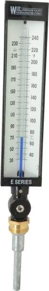 WGTC - 30 to 240°F, Industrial Thermometer without Thermowell - 3-1/2 Inch Stem Length, 1-1/4 to 18 Inch Thread - All Tool & Supply