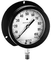 Made in USA - 4-1/2" Dial, 1/4 Thread, 30-0-60 Scale Range, Pressure Gauge - Lower Connection Mount, Accurate to 1% of Scale - All Tool & Supply