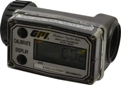 GPI - 1" Port Electronic Digital Flowmeter & Totalizer - 150 Max psi, 0.3 to 3 GPM, Nylon - All Tool & Supply