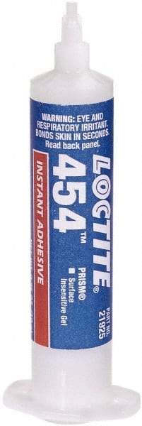 Loctite - 0.35 oz Syringe Clear Instant Adhesive - Series 454, 15 sec Working Time, 24 hr Full Cure Time, Bonds to Plastic & Rubber - All Tool & Supply