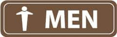 NMC - Men, 11" Wide x 3.5" High, Acrylic Sign - English, White on Brown, Wall Mount - All Tool & Supply