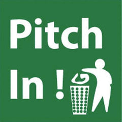 NMC - "Pitch in!", 7" Long x 7" Wide, Rigid Plastic Safety Sign - Square, 0.05" Thick, Use for Restroom, Janitorial & Housekeeping - All Tool & Supply