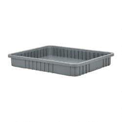 Quantum Storage - 100 Lb Load Capacity Gray Polypropylene Dividable Container - Stacking, 22-1/2" Long x 17-1/2" Wide x 3" High - All Tool & Supply