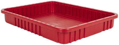 Quantum Storage - 100 Lb Load Capacity Red Polypropylene Dividable Container - Stacking, 22-1/2" Long x 17-1/2" Wide x 3" High - All Tool & Supply