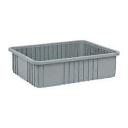 Quantum Storage - Gray Polypropylene Dividable Container - Stacking, 22-1/2" Long x 17-1/2" Wide x 6" High - All Tool & Supply