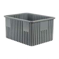 Quantum Storage - 100 Lb Load Capacity Gray Polypropylene Dividable Container - Stacking, 22-1/2" Long x 17-1/2" Wide x 12" High - All Tool & Supply