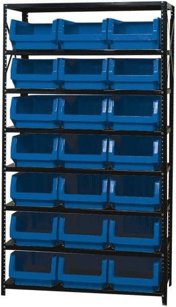 Quantum Storage - 21 Bin Large Hopper Front Bin Storage Units - 18 Inch Overall Depth x 75 Inch Overall Height, Red High Density Polyethylene Bins - All Tool & Supply