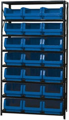 Quantum Storage - 21 Bin Large Hopper Front Bin Storage Units - 18 Inch Overall Depth x 75 Inch Overall Height, Red High Density Polyethylene Bins - All Tool & Supply