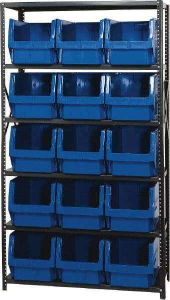 Quantum Storage - 15 Bin Large Hopper Front Bin Storage Units - 18 Inch Overall Depth x 75 Inch Overall Height, Yellow High Density Polyethylene Bins - All Tool & Supply