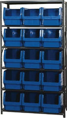 Quantum Storage - 15 Bin Large Hopper Front Bin Storage Units - 18 Inch Overall Depth x 75 Inch Overall Height, Yellow High Density Polyethylene Bins - All Tool & Supply