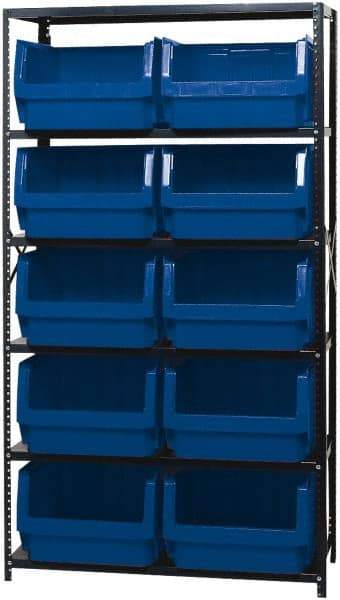 Quantum Storage - 10 Bin Large Hopper Front Bin Storage Units - 18 Inch Overall Depth x 75 Inch Overall Height, Yellow High Density Polyethylene Bins - All Tool & Supply