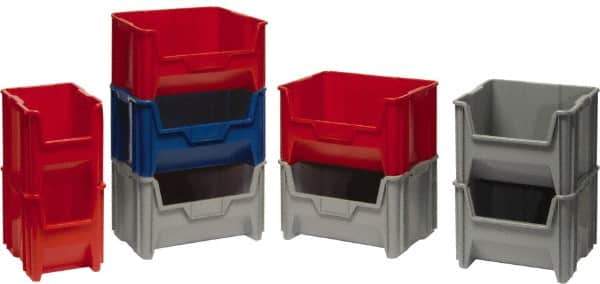 Quantum Storage - 75 Lb. Load Capacity, 17-1/2" Deep, Red Polyethylene Hopper Stacking Bin - 12-1/2" High x 16-1/2" Wide x 17-1/2" Long - All Tool & Supply