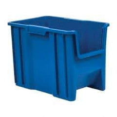 Quantum Storage - 75 Lb. Load Capacity, 17-1/2" Deep, Blue Polyethylene Hopper Stacking Bin - 12-1/2" High x 10-7/8" Wide x 17-1/2" Long - All Tool & Supply