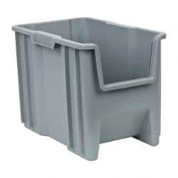 Quantum Storage - 75 Lb. Load Capacity, 17-1/2" Deep, Gray Polyethylene Hopper Stacking Bin - 12-1/2" High x 10-7/8" Wide x 17-1/2" Long - All Tool & Supply