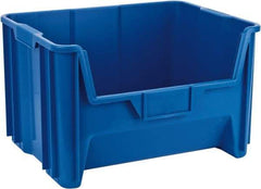 Quantum Storage - 75 Lb. Load Capacity, 15-1/4" Deep, Blue Polyethylene Hopper Stacking Bin - 12-7/16" High x 19-7/8" Wide x 15-1/4" Long - All Tool & Supply