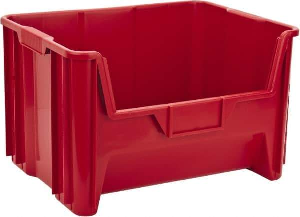 Quantum Storage - 75 Lb. Load Capacity, 15-1/4" Deep, Red Polyethylene Hopper Stacking Bin - 12-7/16" High x 19-7/8" Wide x 15-1/4" Long - All Tool & Supply