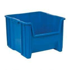 Quantum Storage - 75 Lb. Load Capacity, 17-1/2" Deep, Blue Polyethylene Hopper Stacking Bin - 12-1/2" High x 16-1/2" Wide x 17-1/2" Long - All Tool & Supply