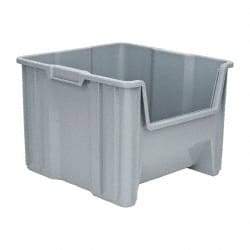 Quantum Storage - 75 Lb. Load Capacity, 17-1/2" Deep, Gray Polyethylene Hopper Stacking Bin - 12-1/2" High x 16-1/2" Wide x 17-1/2" Long - All Tool & Supply