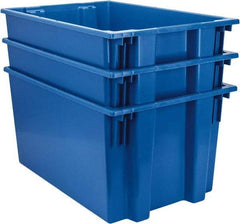 Quantum Storage - 100 Lb Load Capacity Blue Polyethylene Tote Container - Stacking, Nesting, 29-1/2" Long x 19-1/2" Wide x 15" High - All Tool & Supply