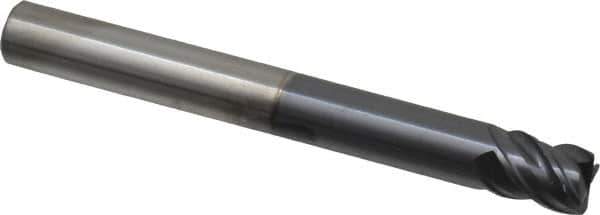 SGS - 1/2", 4 Flute, Single End, Solid Carbide, 0.04" Corner Radius End Mill - 4-1/2" OAL, Right Hand Flute, 5/8" LOC, Right Hand Cut, 2-1/4" Extended Reach - All Tool & Supply