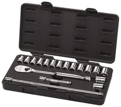 GearWrench - 18 Piece 1/2" Drive Socket Set - 6 Points, 10mm to 24mm Range, Metric Measurement Standard - All Tool & Supply