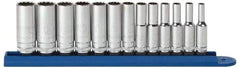 GearWrench - 13 Piece 1/4" Drive Deep Socket Set - 12 Points, 4 to 15mm, Metric Measurement Standard - All Tool & Supply