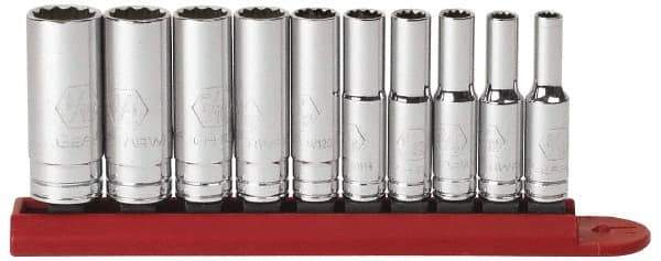 GearWrench - 10 Piece 1/4" Drive Deep Socket Set - 12 Points, 3/16 to 9/16", Inch Measurement Standard - All Tool & Supply