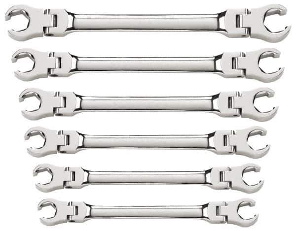 GearWrench - 6 Piece, 9mm x 11mm to 19mm x 21mm, 6 Point Flare Nut Wrench Set - Metric Measurement Standard, Full Polish Finish - All Tool & Supply