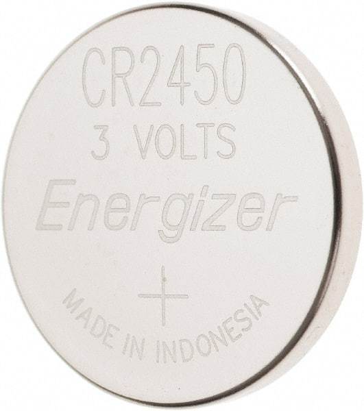 Energizer - Size CR2450, Lithium, Button & Coin Cell Battery - 3 Volts, Button Tab Terminal, ANSI, IEC, NEDA Regulated - All Tool & Supply