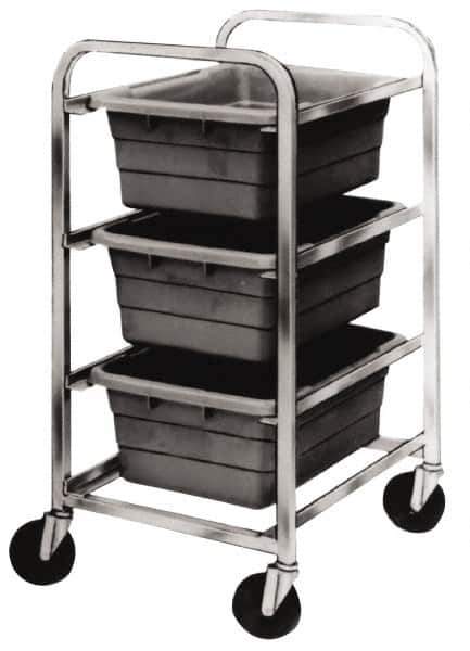 Quantum Storage - 3 Bin Cross Stack Tub Rack - 19 Inch Overall Width x 27 Inch Overall Depth x 41 Inch Overall Height, Gray High Impact Polyethylene Bins - All Tool & Supply