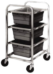 Quantum Storage - 3 Bin Cross Stack Tub Rack - 19 Inch Overall Width x 27 Inch Overall Depth x 41 Inch Overall Height, White High Impact Polyethylene Bins - All Tool & Supply