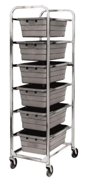 Quantum Storage - 6 Bin Cross Stack Tub Rack - 19 Inch Overall Width x 27 Inch Overall Depth x 71 Inch Overall Height, Gray High Impact Polyethylene Bins - All Tool & Supply