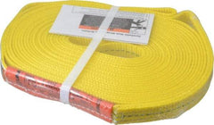 Lift-All - 20' Long x 1" Wide, 3,200 Lb Vertical Capacity, 1 Ply, Polyester Web Sling - 2,500 Lb Choker Capacity, Yellow - All Tool & Supply