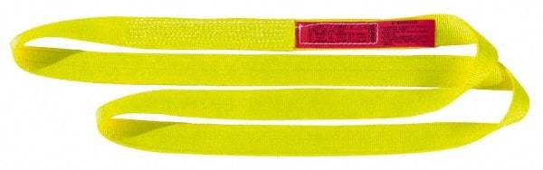 Lift-All - 10' Long x 4" Wide, 20,700 Lb Vertical Capacity, 2 Ply, Nylon Web Sling - 16,500 Lb Choker Capacity, Yellow - All Tool & Supply