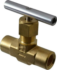 Parker - 3,000 Max psi, 3/8" Pipe, Brass, Inline Instrumentation Needle Valve - FNPT x FNPT End Connections - All Tool & Supply