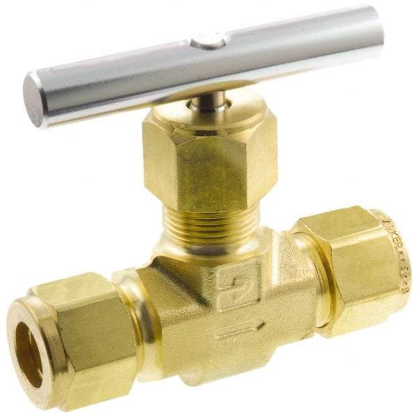 Parker - 3,000 Max psi, 1/2" Pipe, Brass, Inline Instrumentation Needle Valve - All Tool & Supply