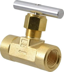 Parker - 3,000 Max psi, 1/2" Pipe, Brass, Inline Instrumentation Needle Valve - FNPT x FNPT End Connections - All Tool & Supply