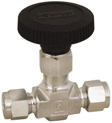 Parker - 5,000 Max psi, 3/8" Pipe, 316 Grade Stainless Steel, Inline Instrumentation Needle Valve - All Tool & Supply