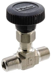 Parker - 5,000 Max psi, 3/8" Pipe, 316 Grade Stainless Steel, Inline Instrumentation Needle Valve - MNPT x MNPT End Connections - All Tool & Supply