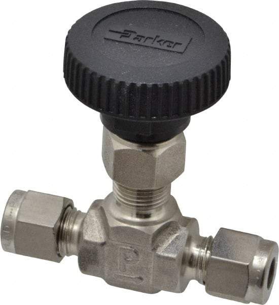 Parker - 5,000 Max psi, 1/4" Pipe, 316 Grade Stainless Steel, Inline Instrumentation Needle Valve - All Tool & Supply