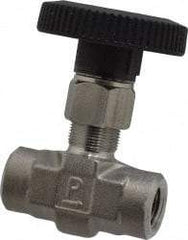 Parker - 5,000 Max psi, 1/4" Pipe, 316 Grade Stainless Steel, Inline Instrumentation Needle Valve - FNPT x FNPT End Connections - All Tool & Supply