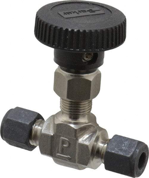 Parker - 5,000 Max psi, 1/4" Pipe, 316 Grade Stainless Steel, Inline Instrumentation Needle Valve - Compression x Compression CPI End Connections - All Tool & Supply