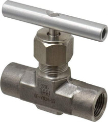 Parker - 5,000 Max psi, 3/8" Pipe, 316 Grade Stainless Steel, Inline Instrumentation Needle Valve - FNPT x FNPT End Connections - All Tool & Supply