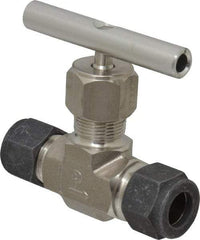 Parker - 5,000 Max psi, 1/2" Pipe, 316 Grade Stainless Steel, Inline Instrumentation Needle Valve - Compression x Compression CPI End Connections - All Tool & Supply